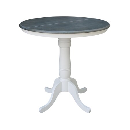 International Concepts Round 36 in Rd Top Ped Table, 12 in Leaf, Counter Ht, White/Heather Gray, 36 W, 48 L, 35.3 in H, Wood K05-36RXT-6B